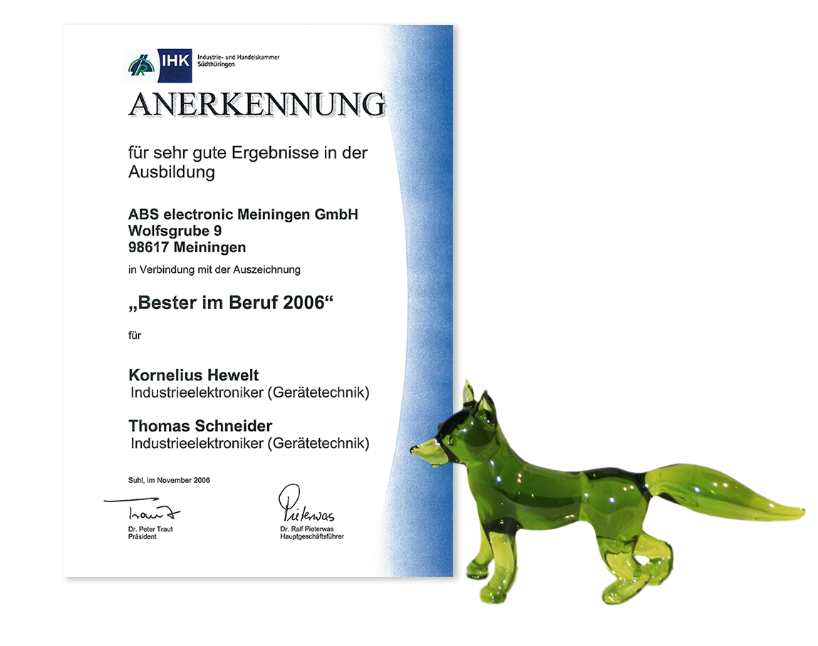 Educational fox and certificate